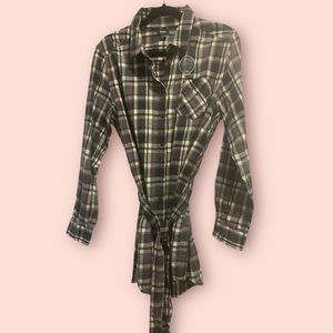 Plaid Belted Shirt Dress
